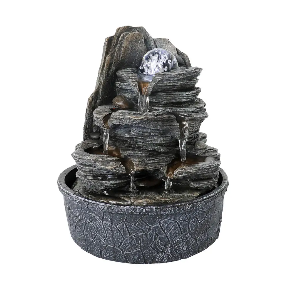 9.8 Inch Indoor Tabletop Fountain LED Light Cascading Water Feature w2181