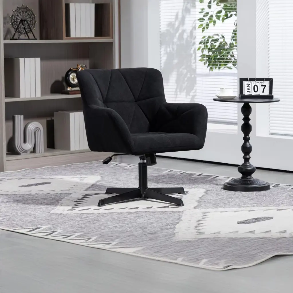 Modern Velvet Desk Chair Swirl Office Chair No Wheels Comfy Computer Task Chair jy -furnture
