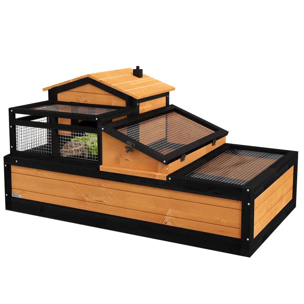 Pawhut 3 Room Tortoise Habitat Balcony & 2 Stories Indoor Reptile Enclosure aosom business