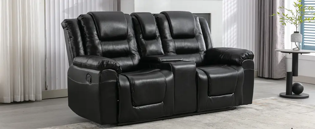 2 Seater Home Theater Recliner Manual Recliner Chair Storage Box Living Room rnb