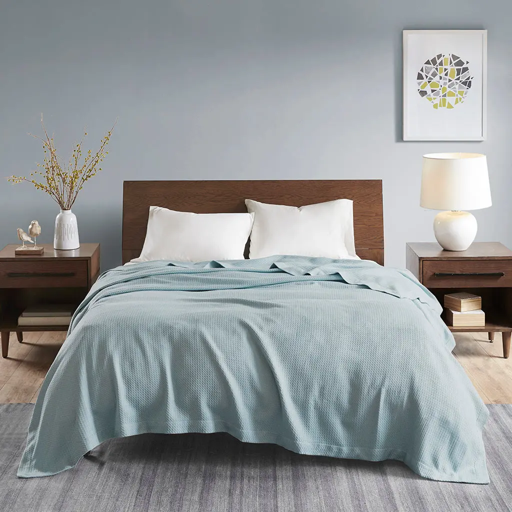 Blanket Light Blue Cotton Soft Throw Blanket Bed Couch Or Sofa jla