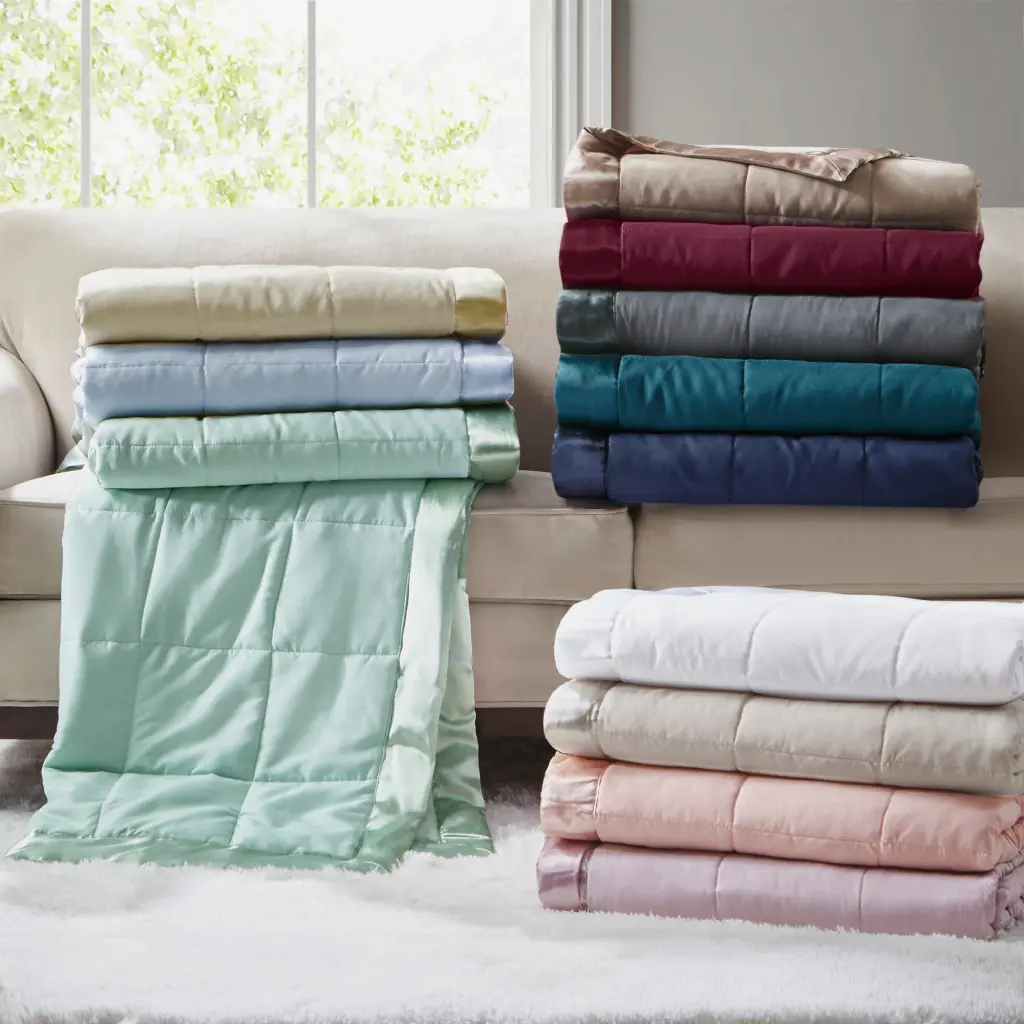 Featherweight Down Alternative Blanket Satin Trim Navy Polyester jla