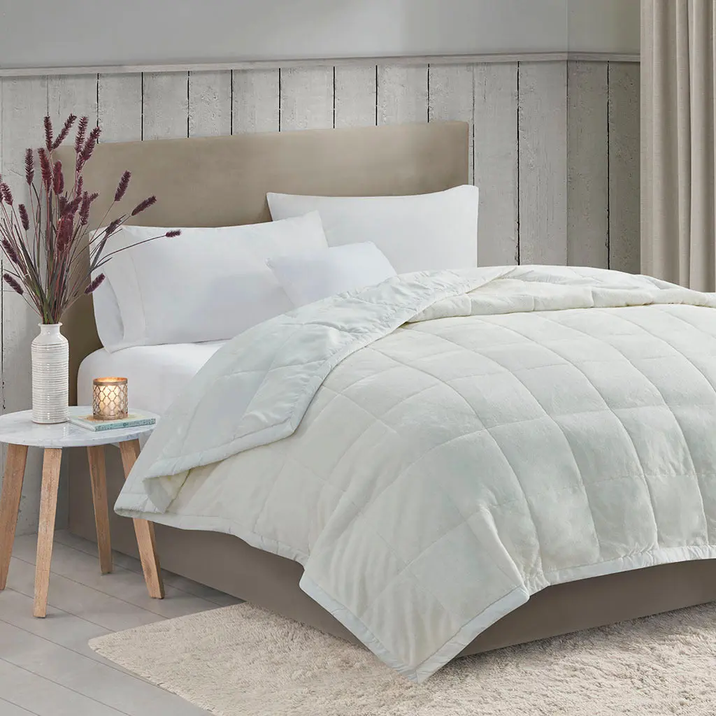 Reversible Heiq Intelligent Temperature Down Alternative Blanket Ivory Microfiber jla