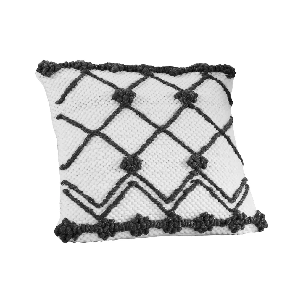 18 Inch White Fabric Decorative Throw Pillow Cover Crossed Trellis royal hampton
