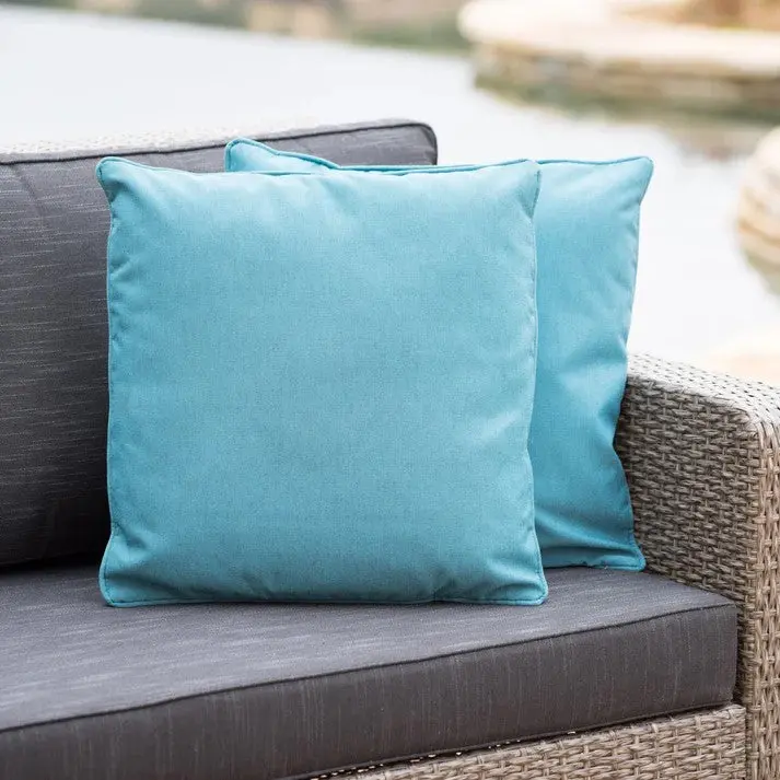 Coronado Square Pillow Teal Fabric Decorative Throw Pillow Sofa Bed Living Room nh-kisa