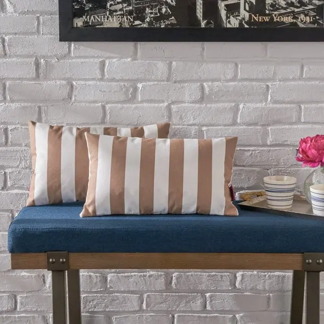 Coronado Stripe Rectangular Pillow Brown Fabric Decorative nh-kisa