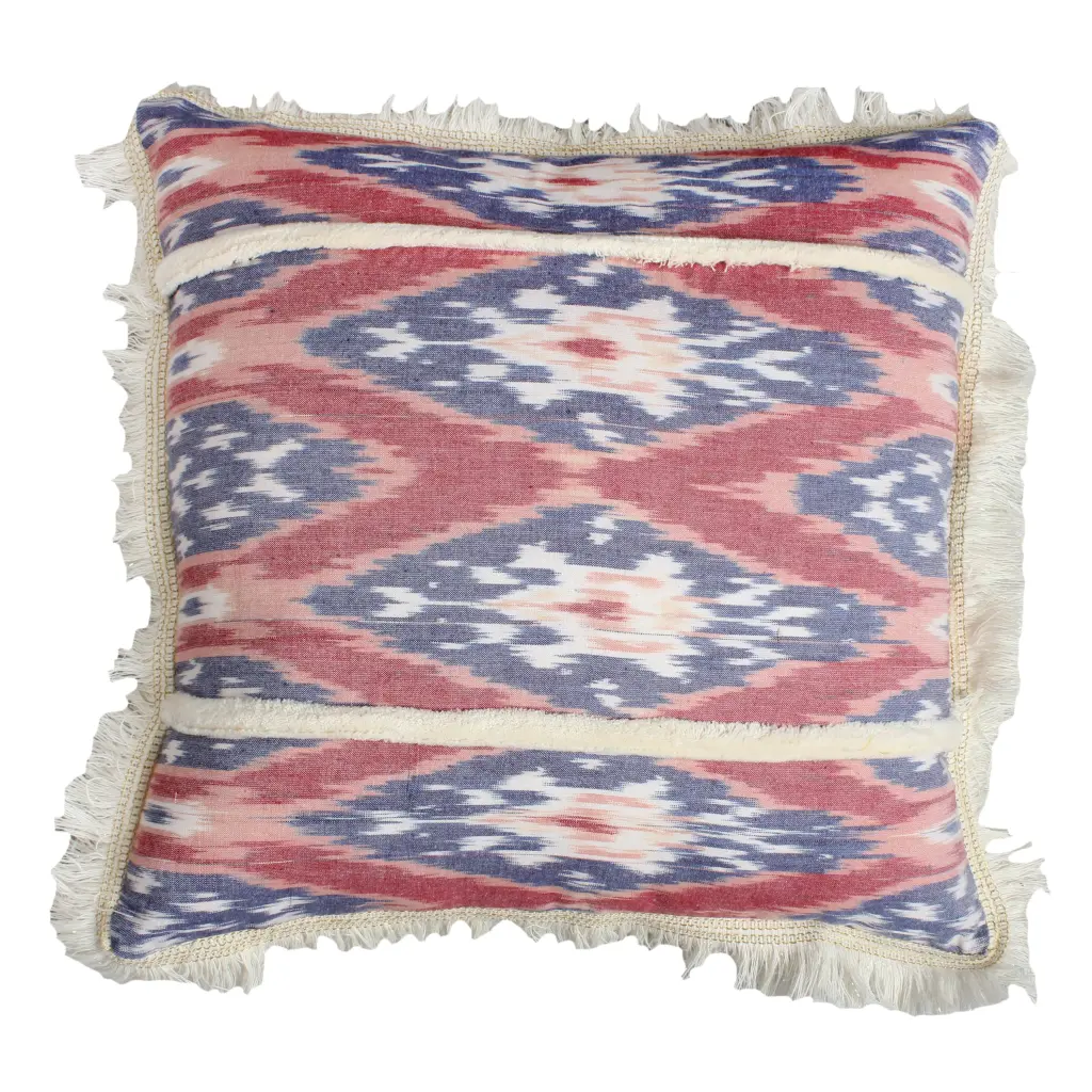18x18 Artisan-made Square Cotton Floral Ikat Accent Throw Pillow royal hampton
