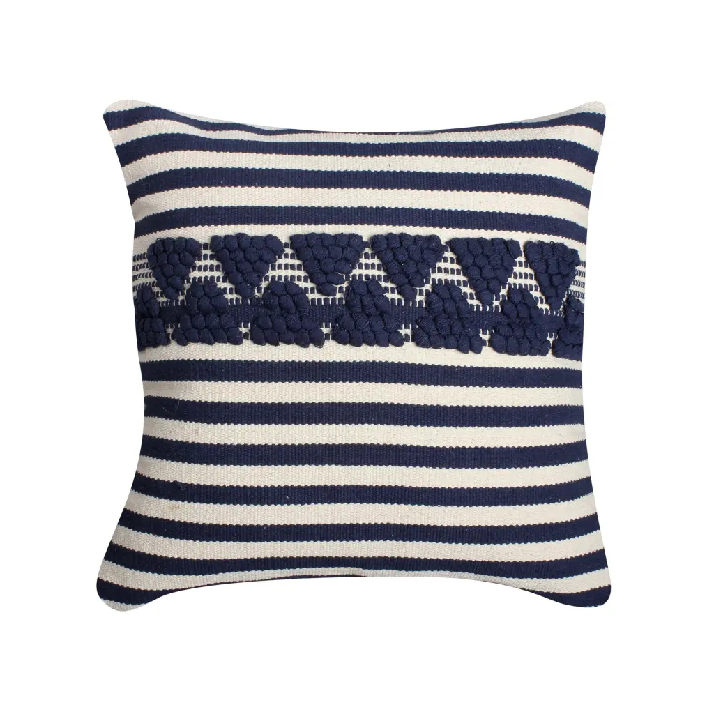 18 X 18 Handwoven Square Cotton Accent Throw Pillow Timeless Striped Pattern royal hampton