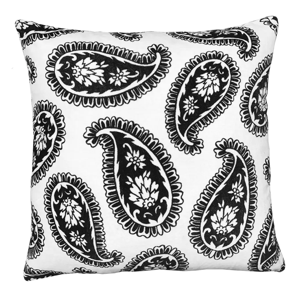20 X 20 Square Accent Throw Pillow Paisley Print Filler Black royal hampton