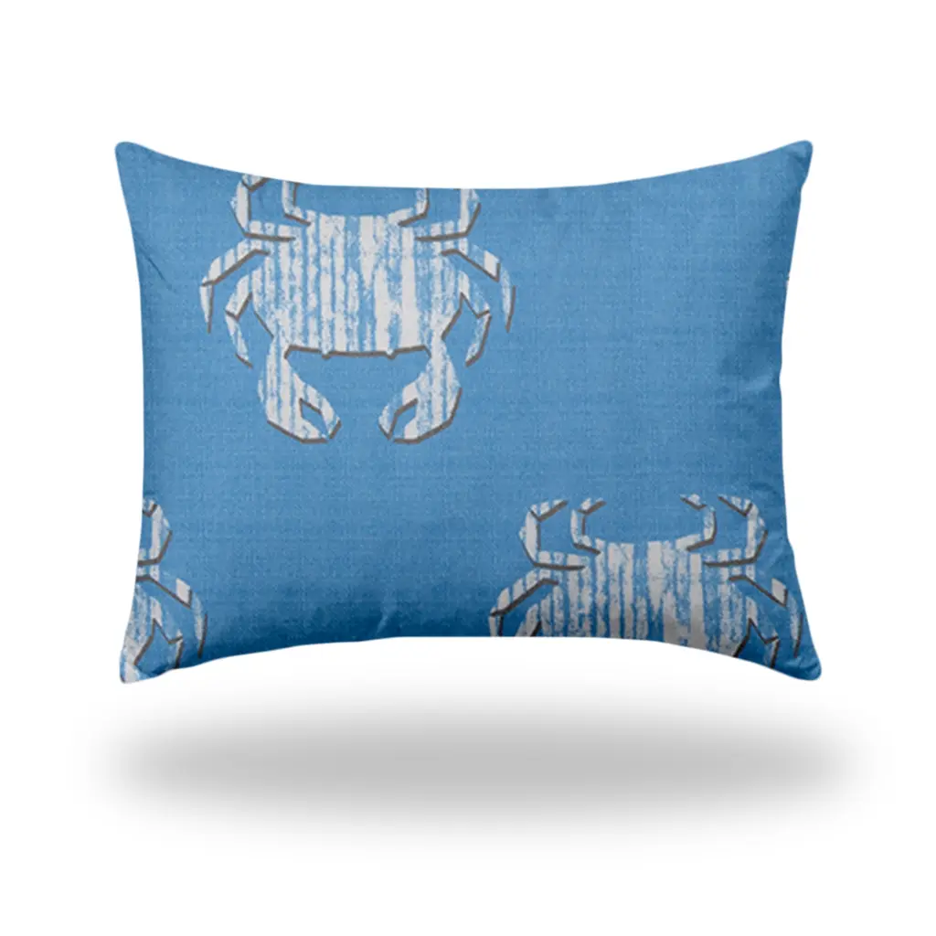 Crabby Indoor Outdoor Soft Royal Pillow Zipper Cover Only 12X16 Multicolor usa made pillow and pouf