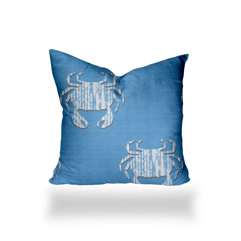 Crabby Indoor Outdoor Soft Royal Pillow Zipper Cover Insert 16x16 usa made pillow and pouf