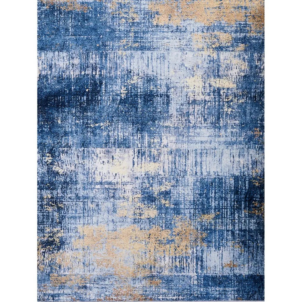 Zara Gatherion Abstract Design Blue Gold Machine Washable Super Soft Throw Blanket furnings