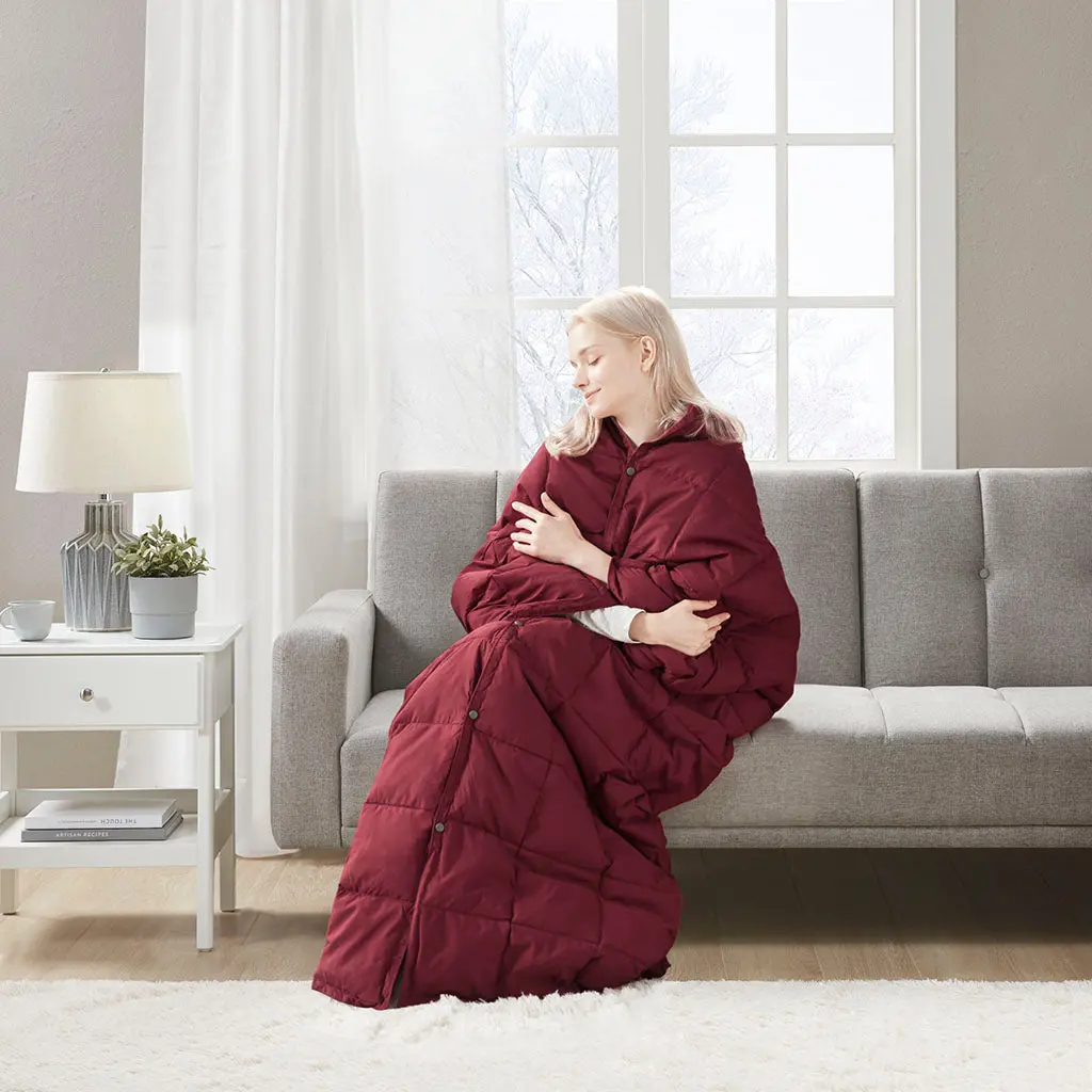 Wearable Multipurpose Throw Red Microfiber Blanket Scarf jla