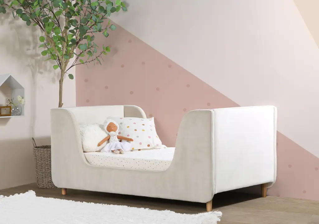 Bodhi Upholstered Toddler Bed Almond Cream Polyester b2714