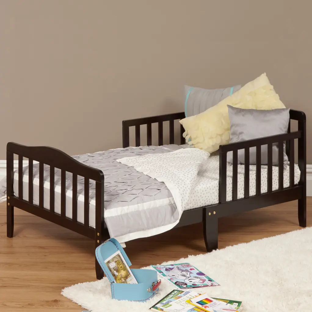 Blaire Toddler Bed Espresso Solid Wood Convertible Kids Bed Frame simple living