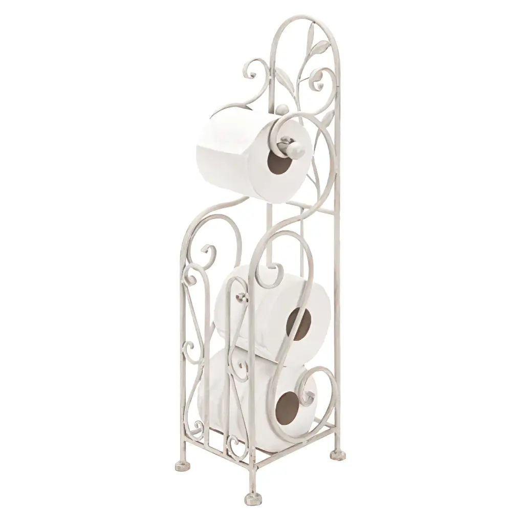 Timeless Free Standing Metal Toilet Paper Holder Off White Bathroom Accessory royal hampton