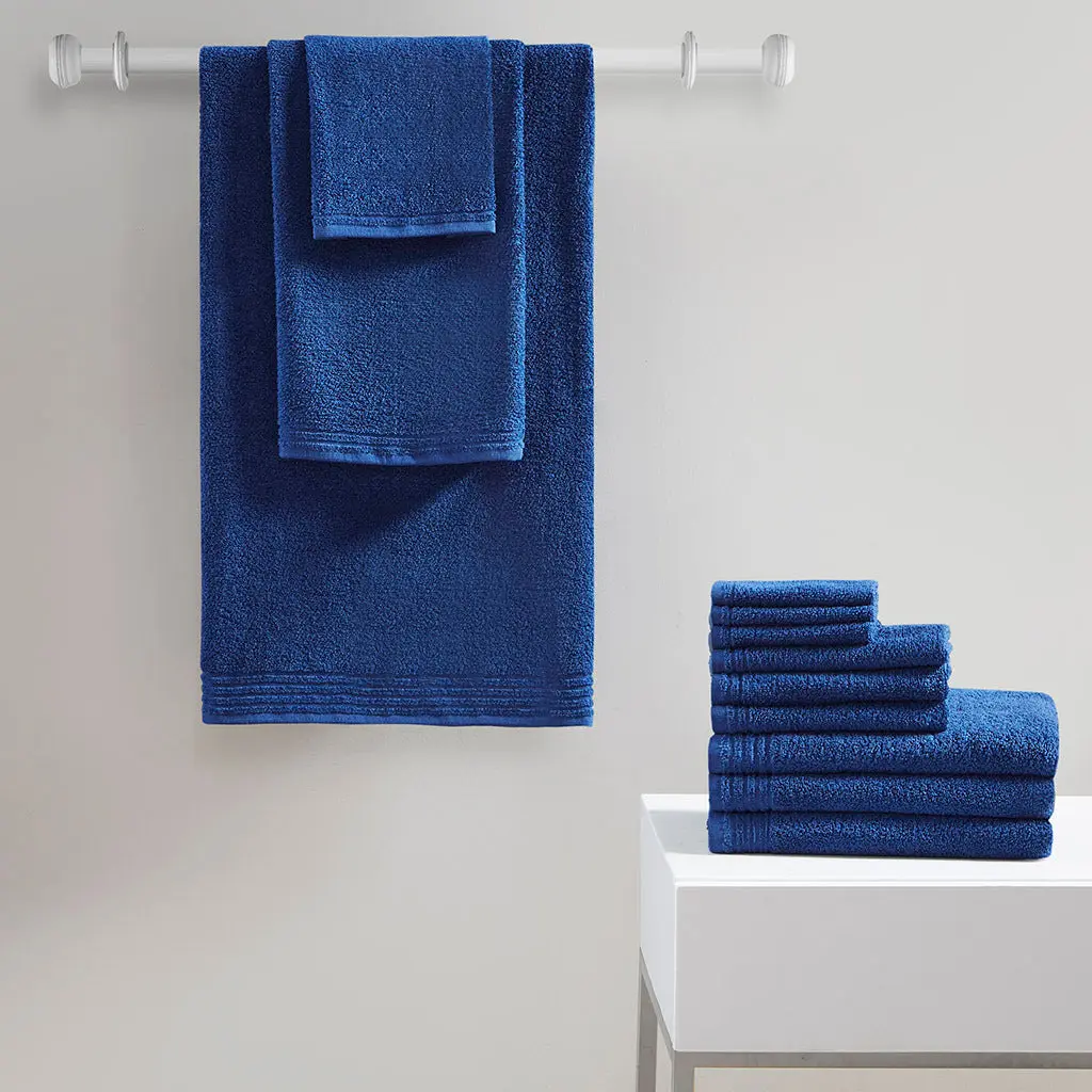 100% Cotton Quick Dry 12 Piece Bath Towel Set Navy jla