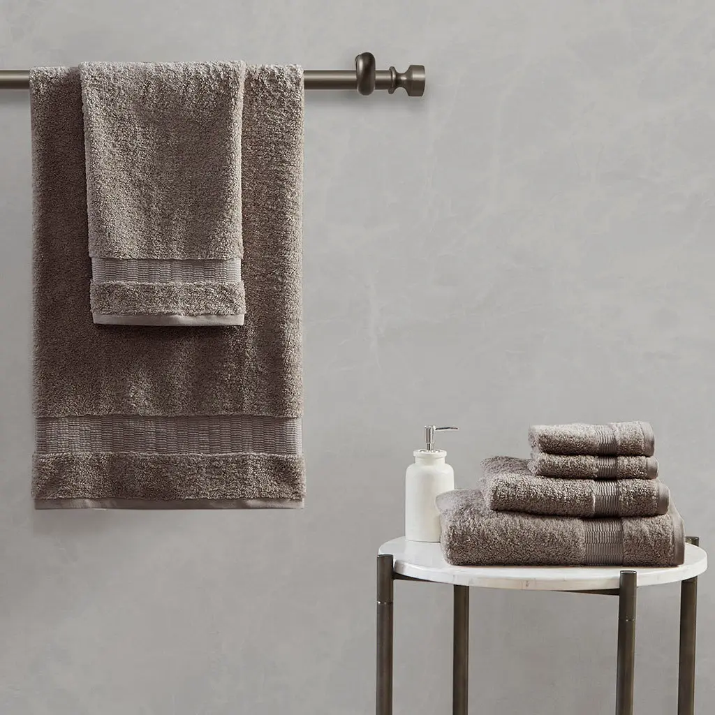 100% Egyptian Cotton 6 Piece Towel Set Taupe Bath Towels jla