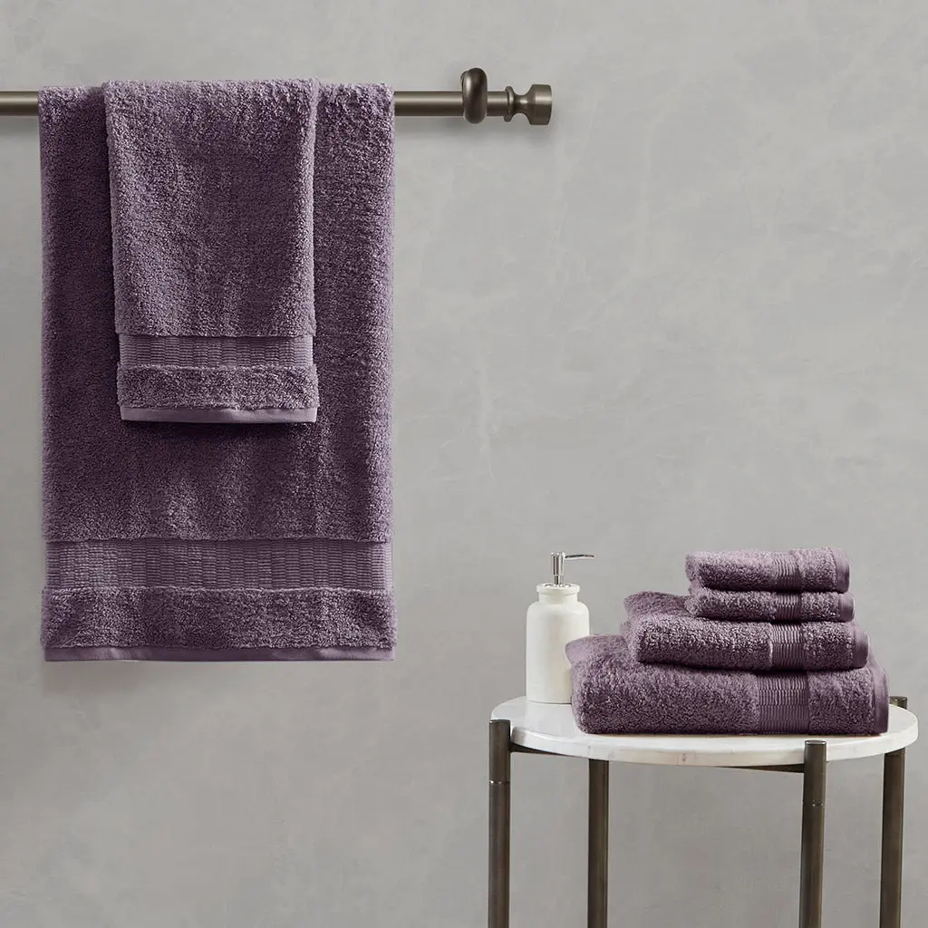 100% Egyptian Cotton 6 Piece Towel Set Purple Bathroom Luxury jla