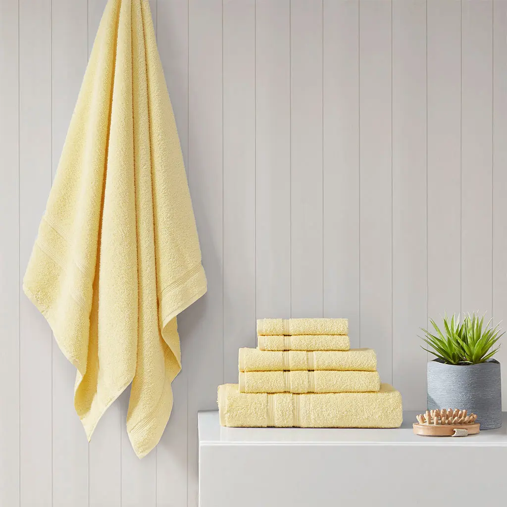 100% Turkish Cotton 6 Piece Bath Towel Set Yellow jla