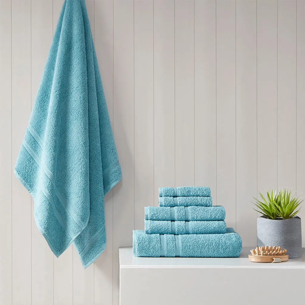 100% Turkish Cotton 6 Piece Towel Set Aqua Cotton Bath Towels jla