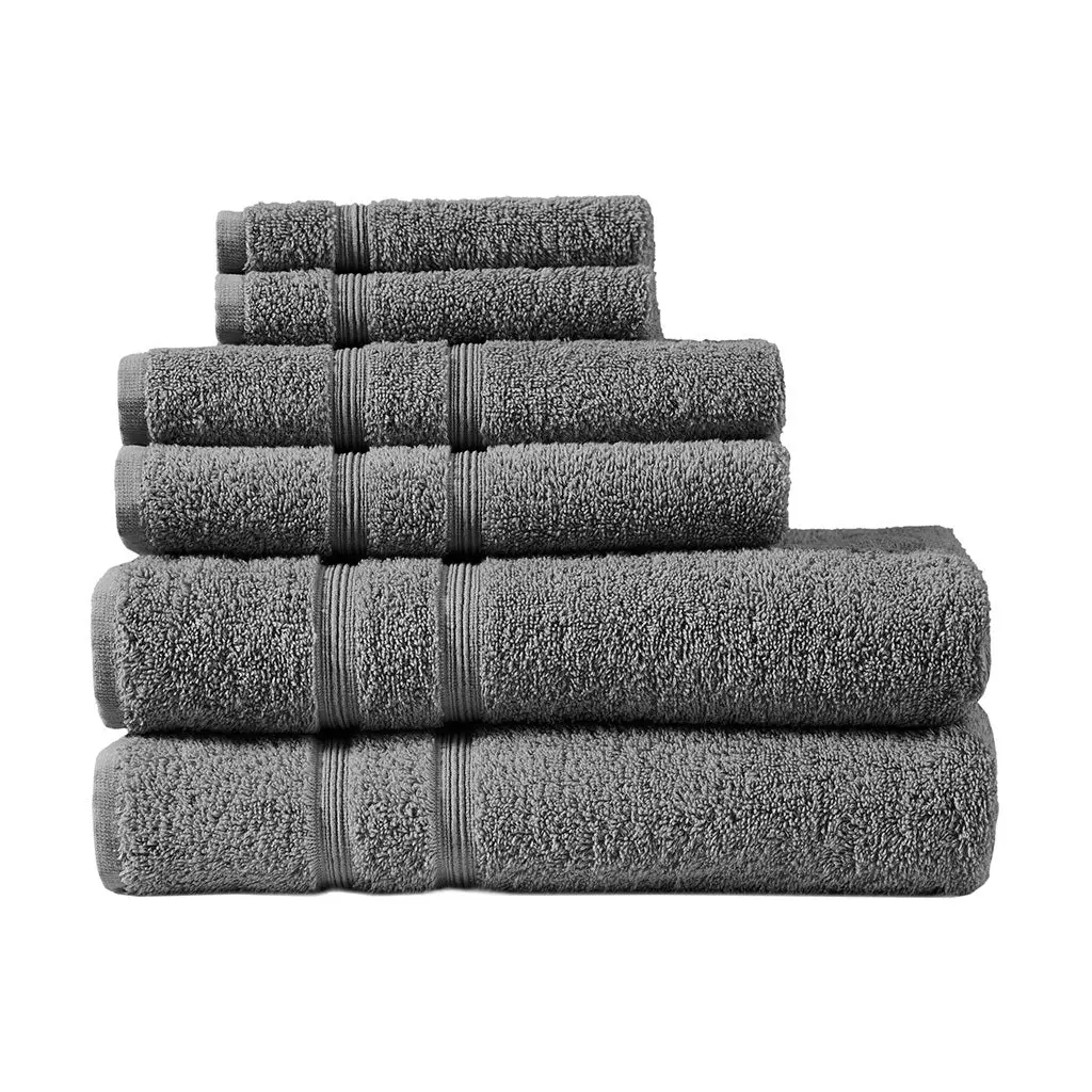 100% Turkish Cotton 6 Piece Towel Set Charcoal Cotton Bath Towels Soft Absorbent jla