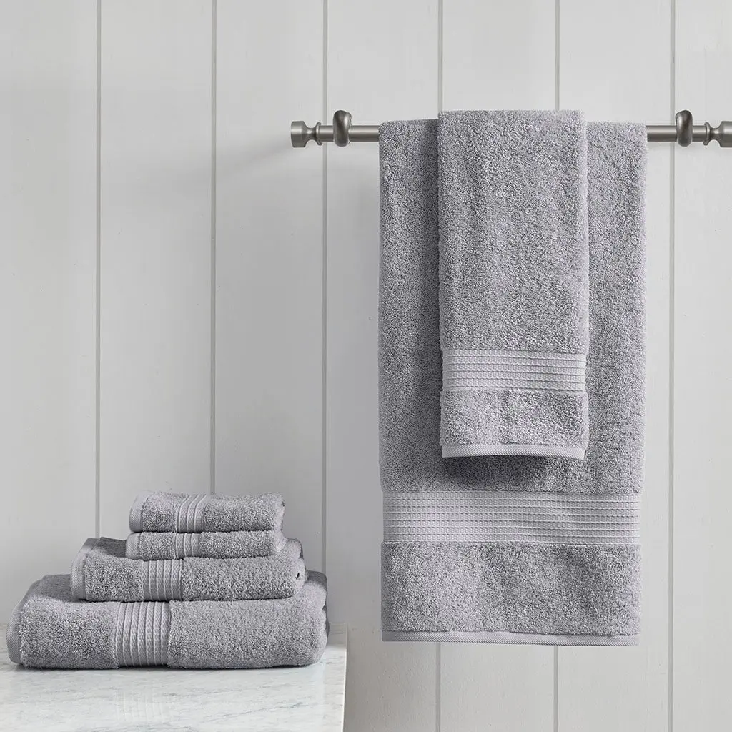 6 Piece Organic Cotton Towel Set Grey Bath Towels Home jla