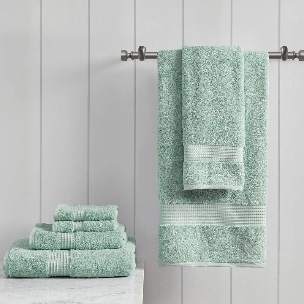 6 Piece Organic Cotton Towel Set Seafoam Green Soft Bath Towels jla