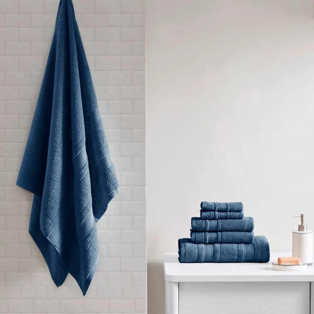Super Soft Cotton Quick Dry Bath Towel 6 Piece Set Blue jla