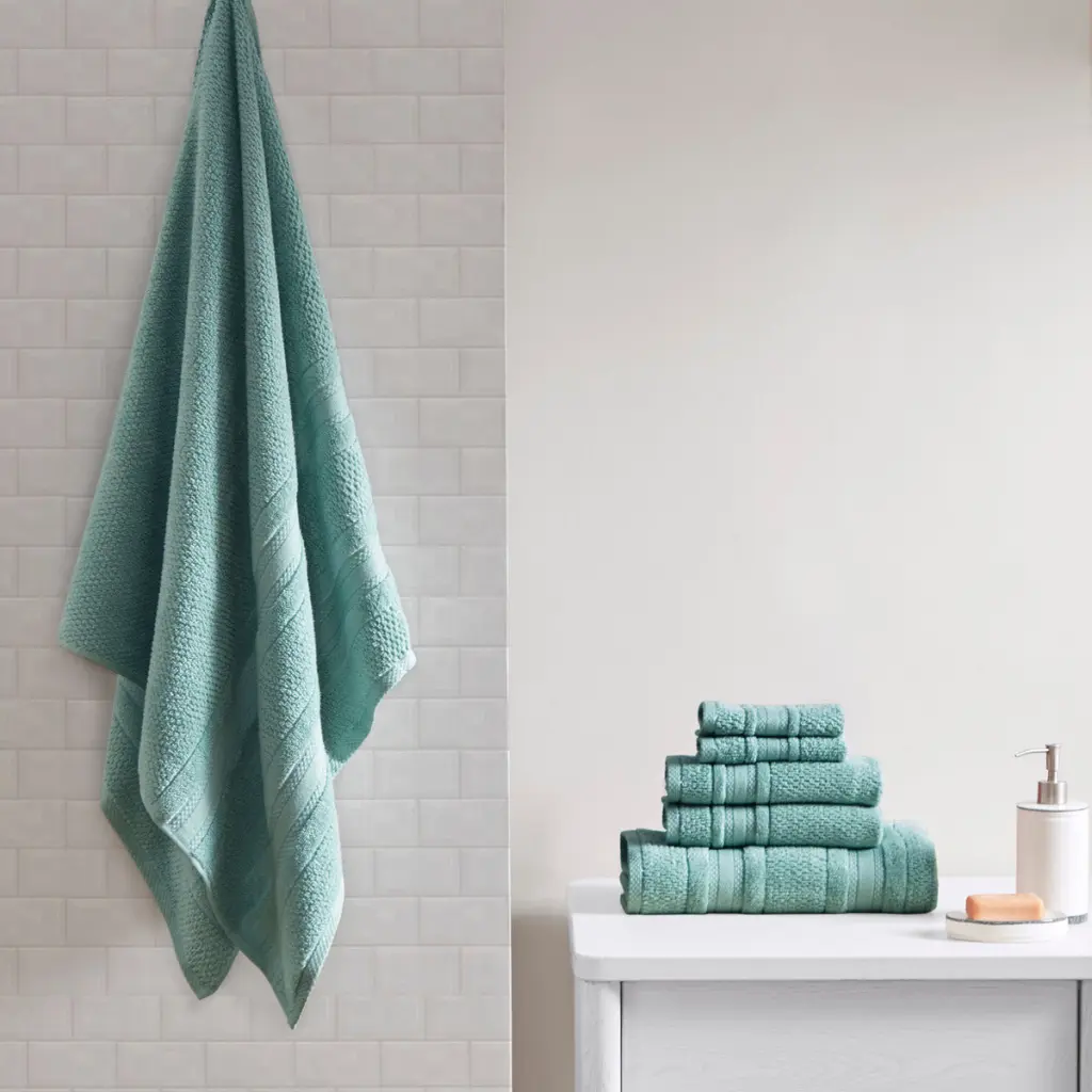 Super Soft Cotton Quick Dry Bath Towel 6 Piece Set Teal Cotton Towels Bathroom jla