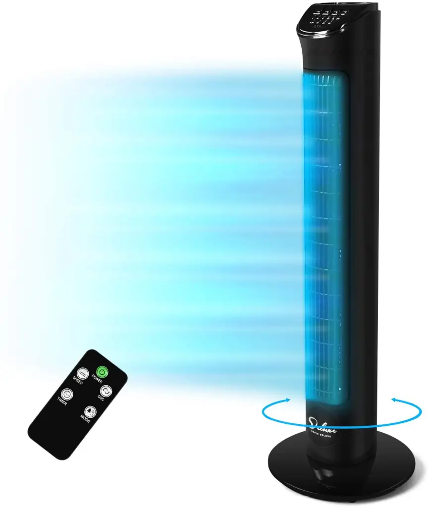 Effortless Deluxe 32 Inch Electric Oscillating Tower Fan Remote Control w1134dhs