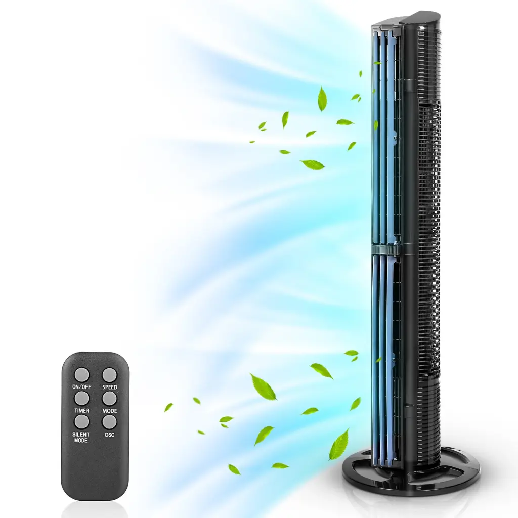 Healsmart 40 Inch Bladeless 60 Degree Oscillating Tower Fan Aroma Diffuser w1134dhs
