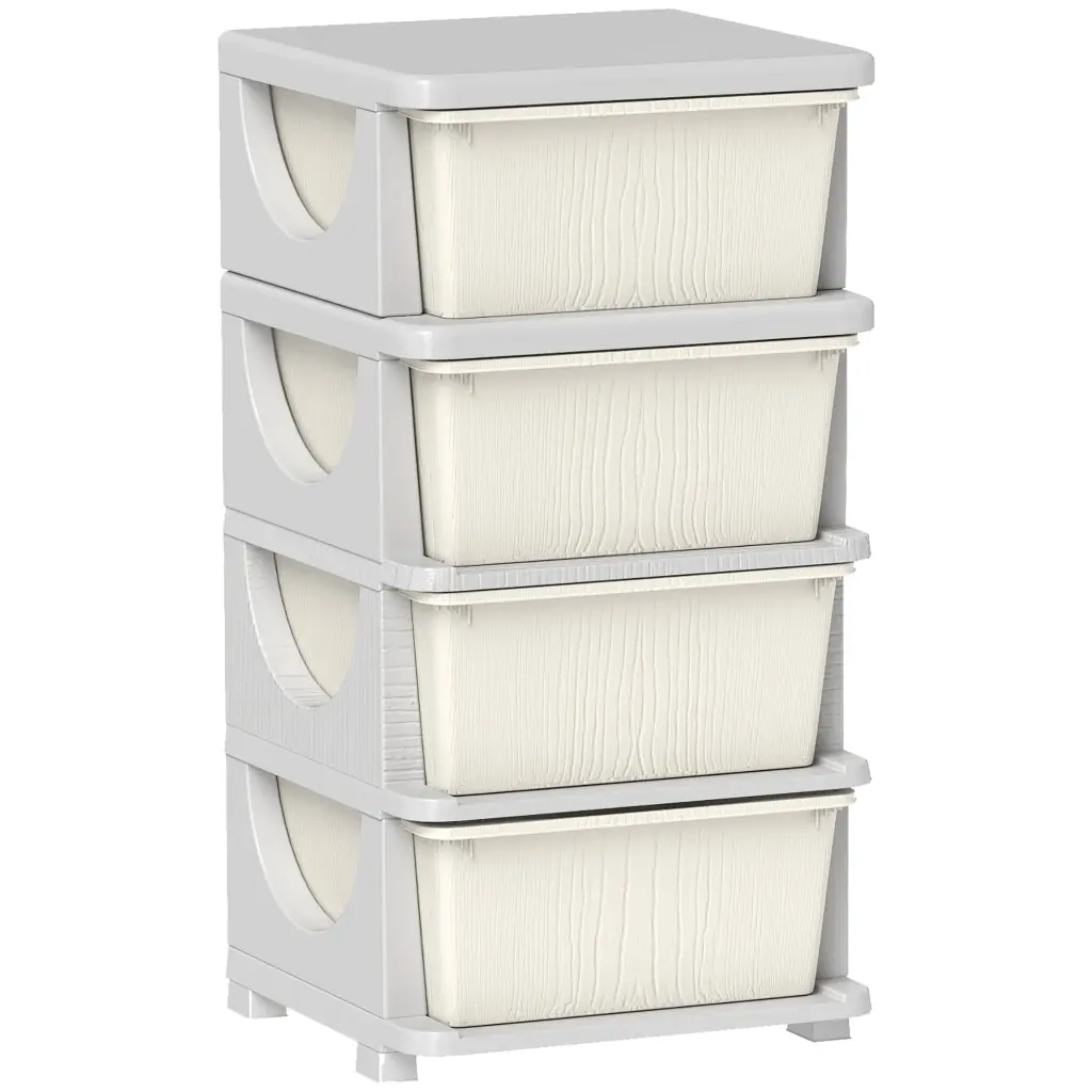 Qaba 4 Tier Kids Storage Unit 4 Drawer Chest Toy Organizer Plastic Bins aosom business