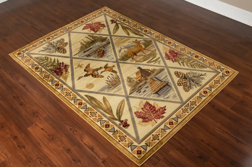 Woodland Lodge Area Rug Cream 5 Ft 3 X 7 Ft 3 Soft Floor Covering icona home decor