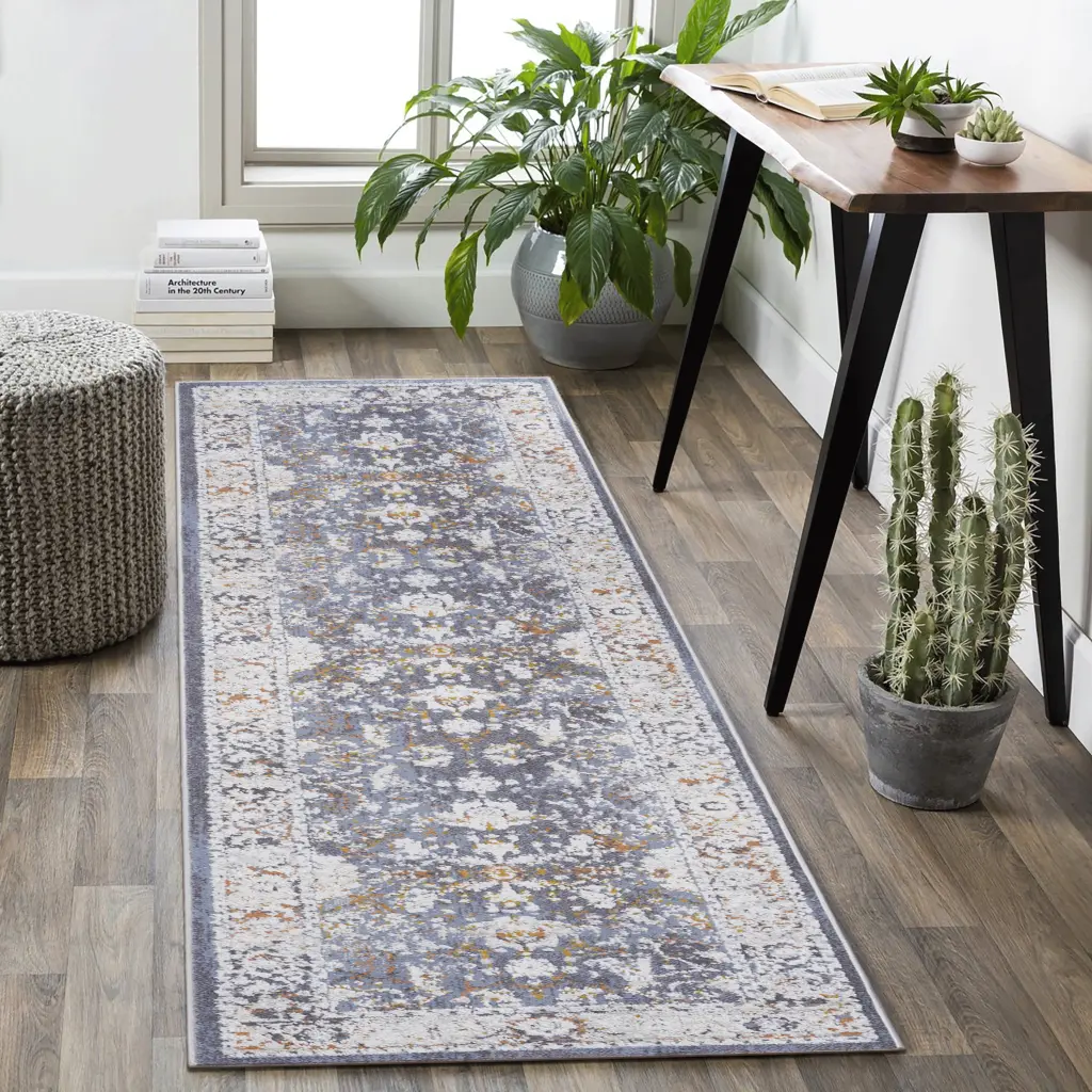 2X8 Blue Traditional Non Shedding Area Rug Living Room Bedroom Dining Home Office naar rug