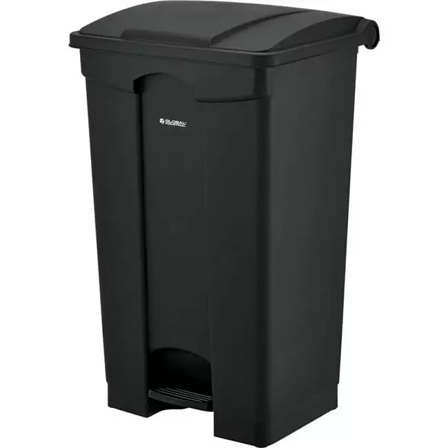 Global Industrial 641599BK Plastic Rectangular Step On Trash Can - 23 gal. Black Global Industries