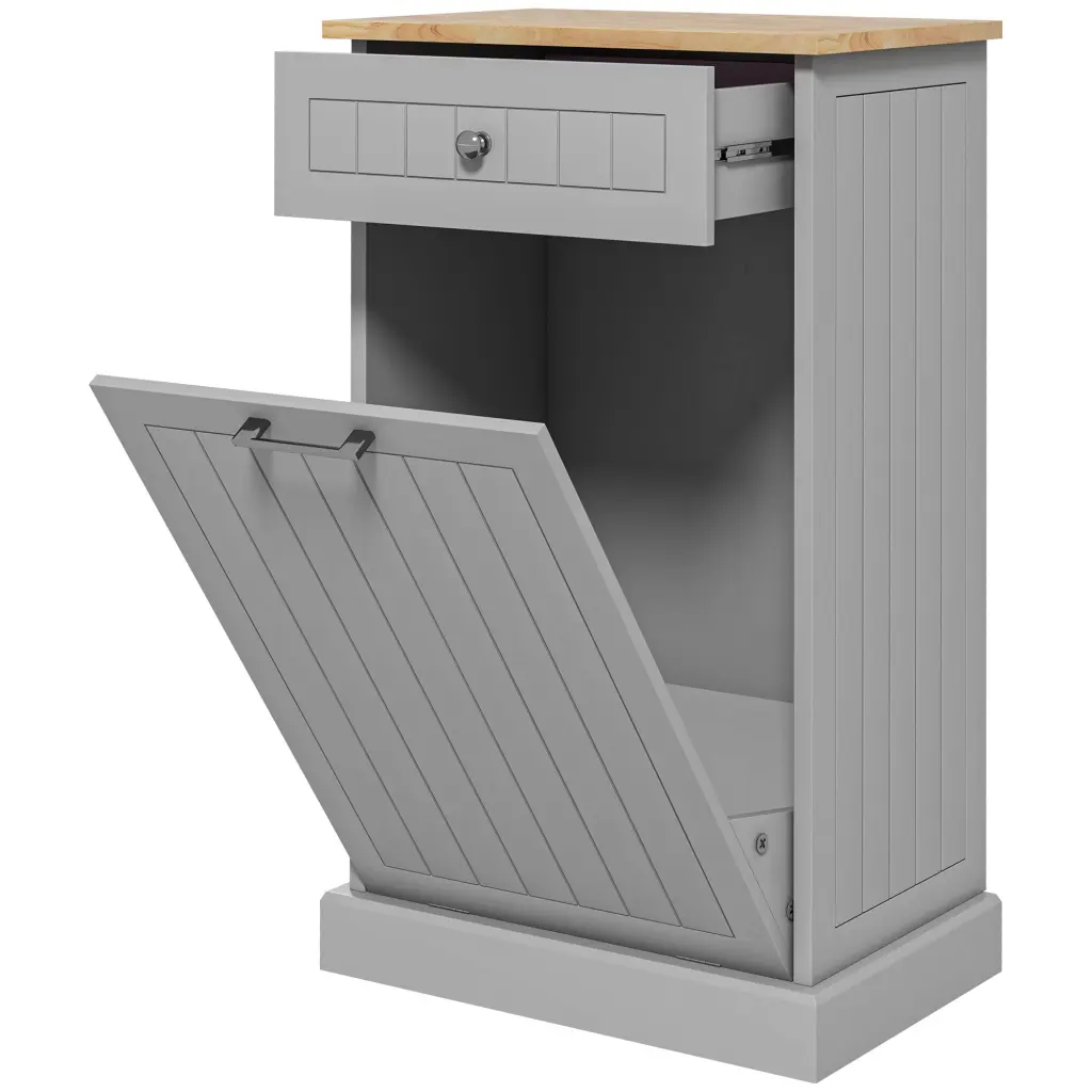 HomCom Kitchen Tilt Out Trash Bin Cabinet Free Standing Recycling Storage aosom business