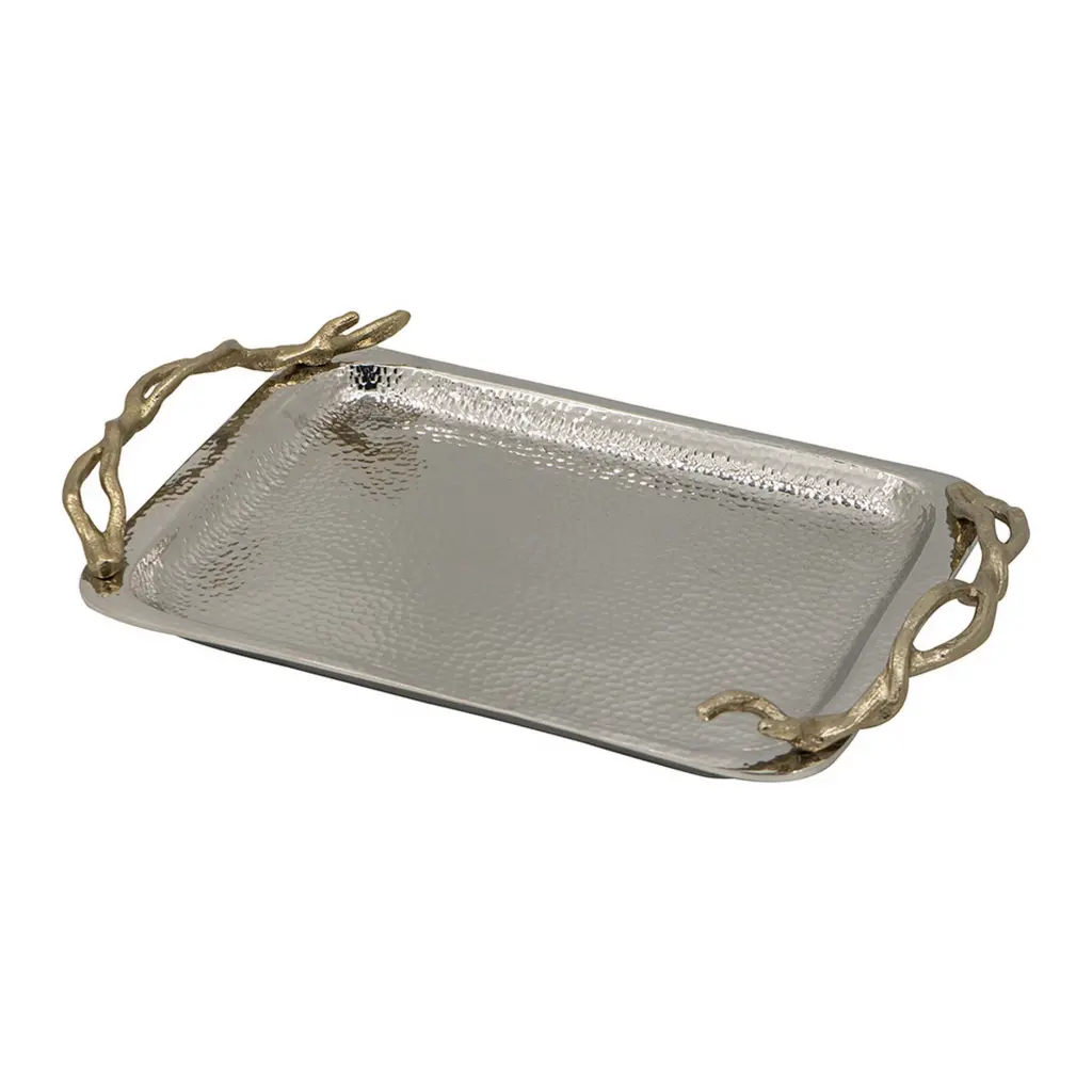 16 Inch Rectangular Decorative Tray Branch Design Handles royal hampton