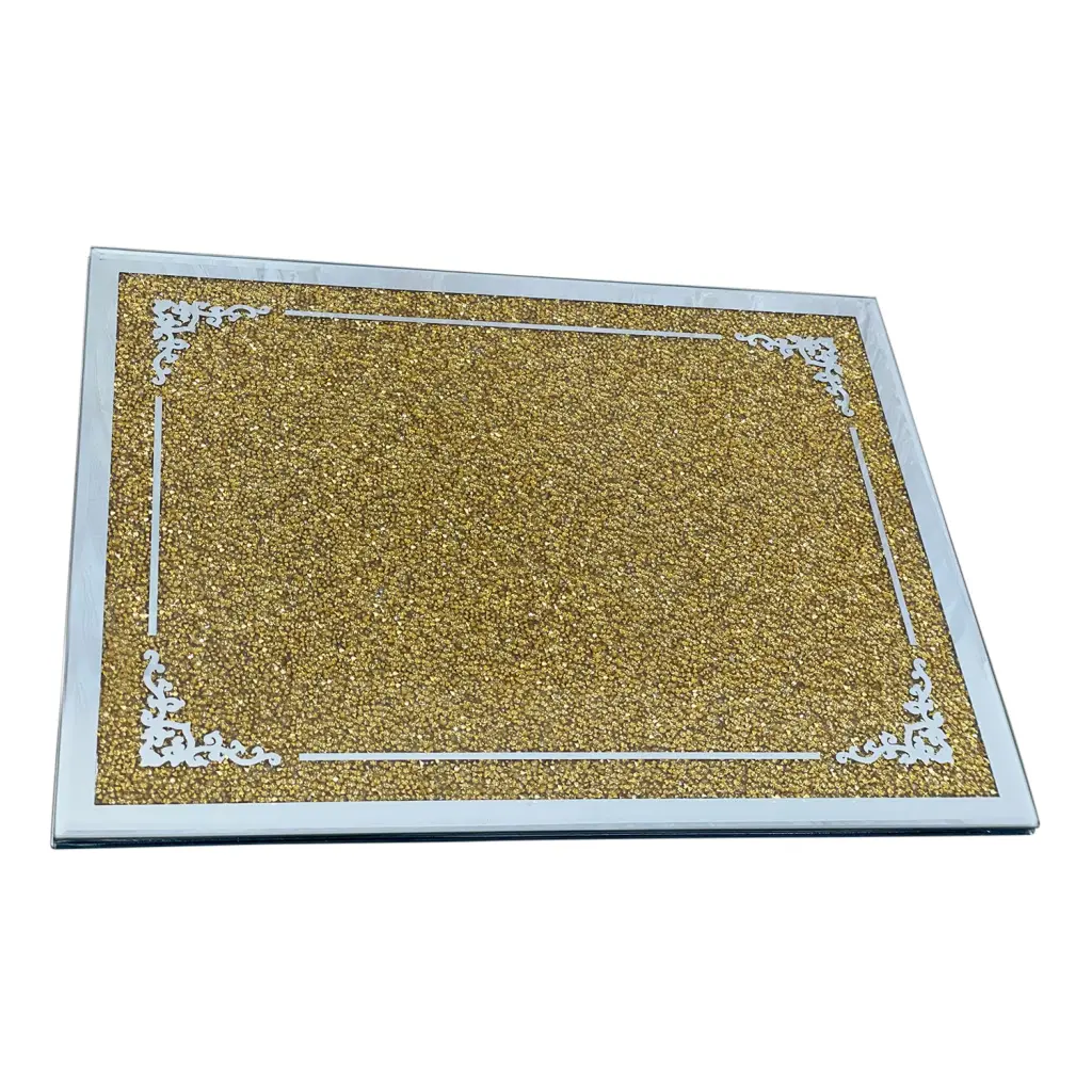 Ambrose Exquisite Glass Serving Tray Gift Box Gold Glass Elegant Dining furnings