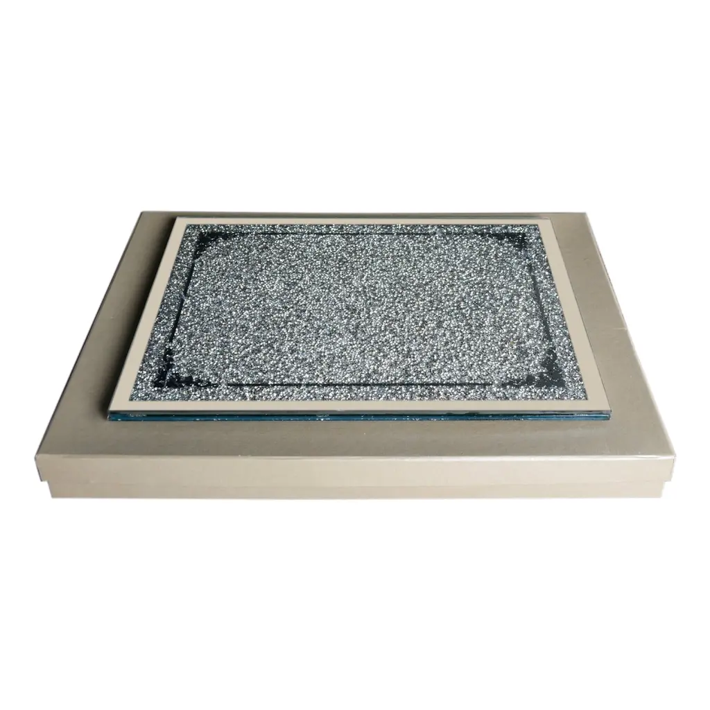 Ambrose Exquisite Glass Serving Tray Gift Box Silver Glass Decorative Tray furnings