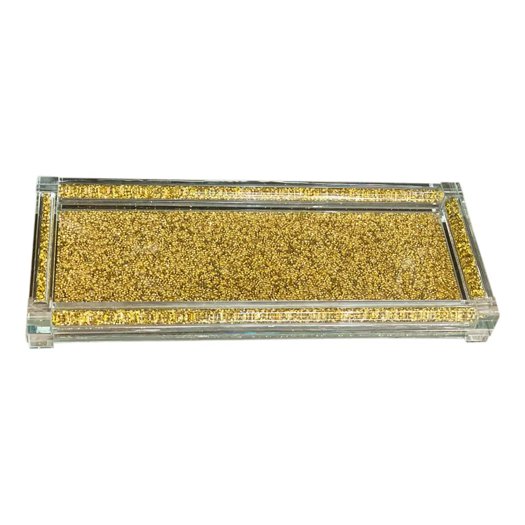 Ambrose Exquisite Large Glass Tray Gold Gift Box furnings