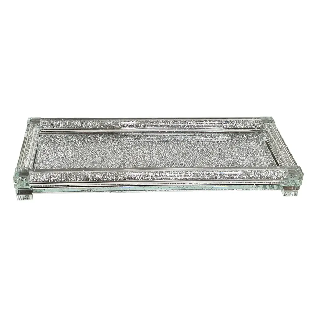 Ambrose Exquisite Large Glass Tray Silver Gift Box furnings