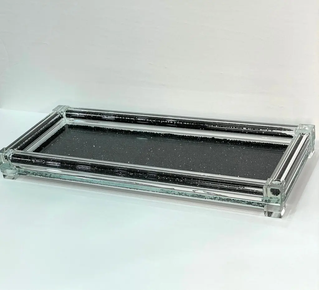 Ambrose Exquisite Medium Glass Tray Gift Box Black furnings