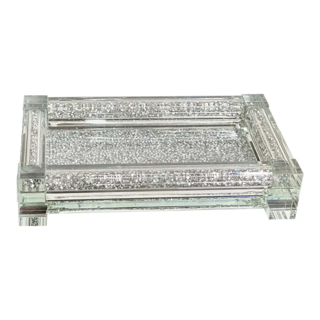 Ambrose Exquisite Small Glass Tray Gift Box Silver Glass Home Decor furnings