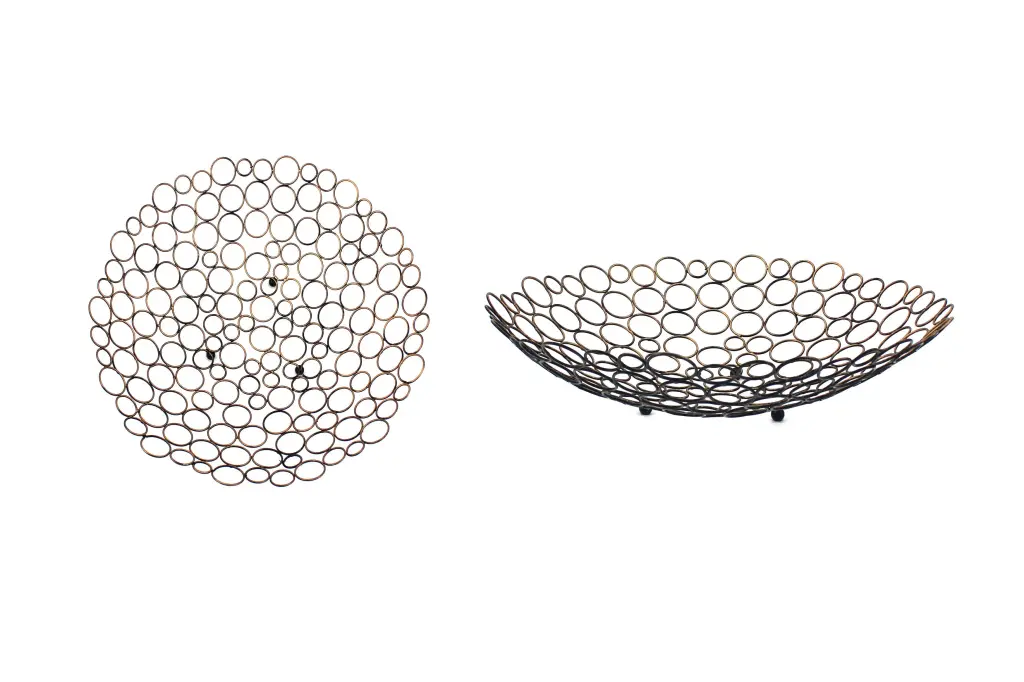Decorative Metal Tray Mesh Design and Ball Accents Gold Black royal hampton
