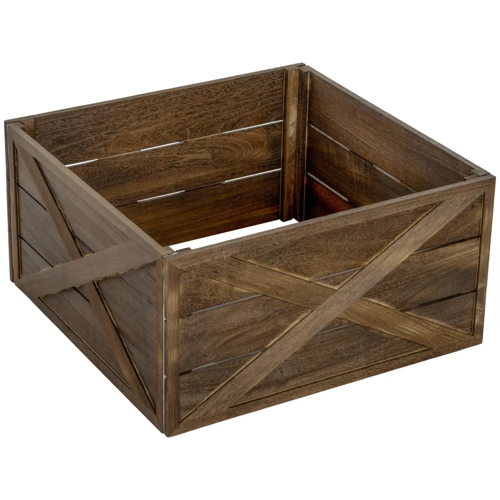 Homcom Wooden Christmas Tree Collar Box 28 Inch Farmhouse Holiday Decor aosom business