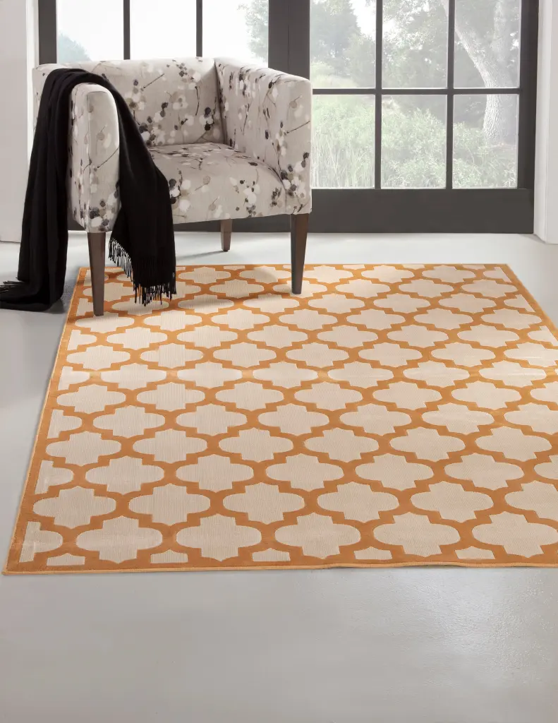 Trellis Tangerine Ivory Area Rug 8x10 Orange Viscose napa valley weavers