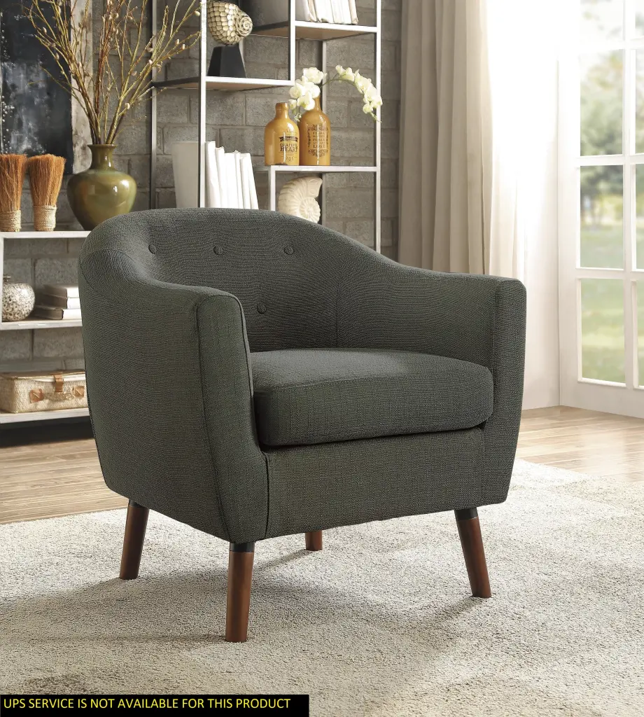 Gray Fabric Upholstered Accent Chair Button Tufting and Espresso Legs kanepe