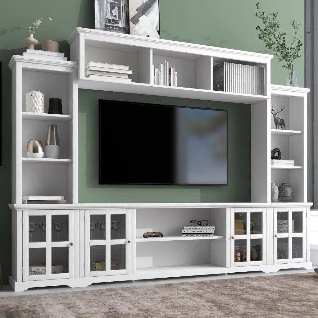 Minimalism Entertainment Wall Unit Bridge Modern TV Console Table on-trend