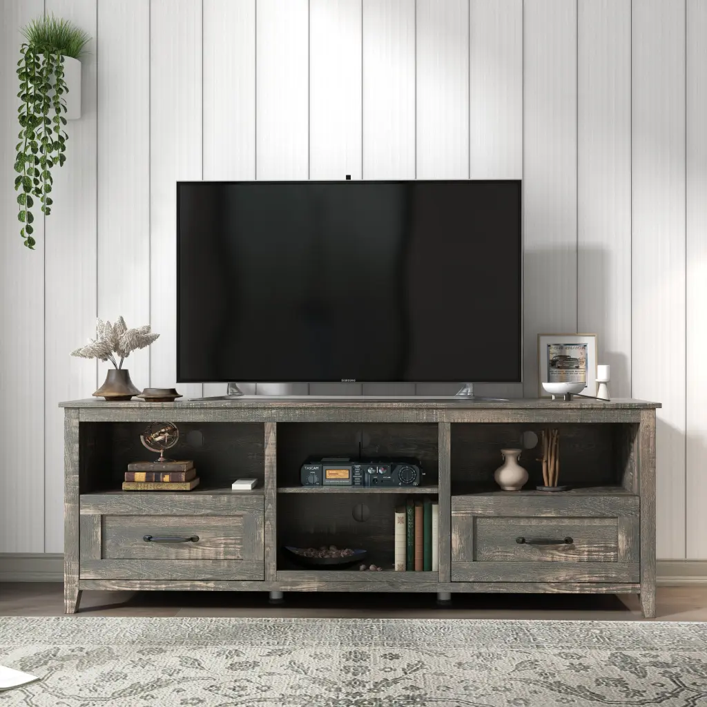 70 Inch Length TV Stand Living Room And Bedroom 2 Drawers And Storage Shelves samchy